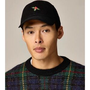 J. Crew Embroidered Canvas Baseball Cap Black